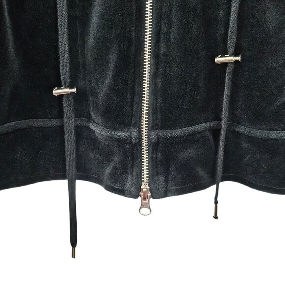 Lauren Ralph Lauren Velour Full Zip Black Track Jacket Coat - Picture 9 of 10